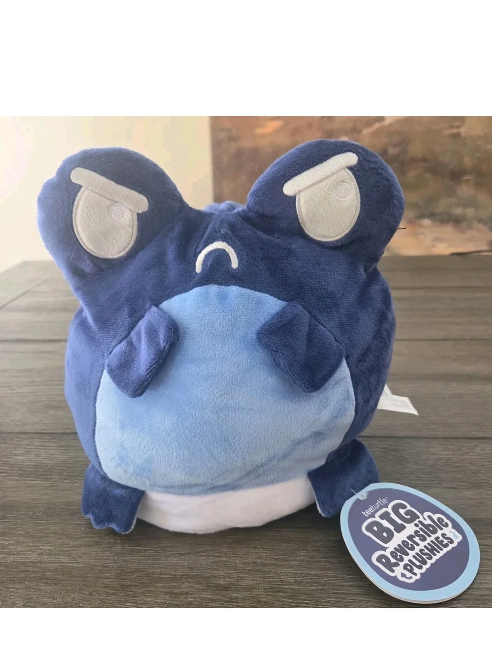 Tee Turtle TeeTurtle Big Reversible Plushies Blue Frog Happy Sad Face New NWT
